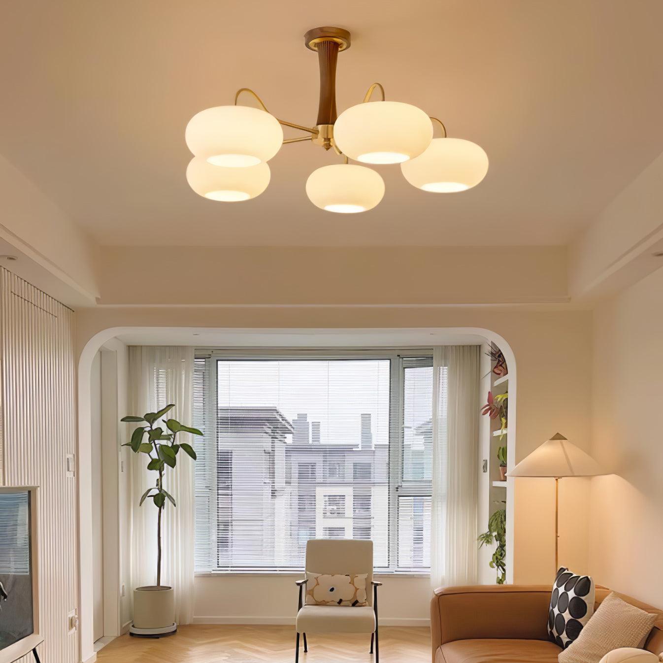 Velmirae | Lampadario in Ottone e Legno di Cachi per Soggiorni Eleganti