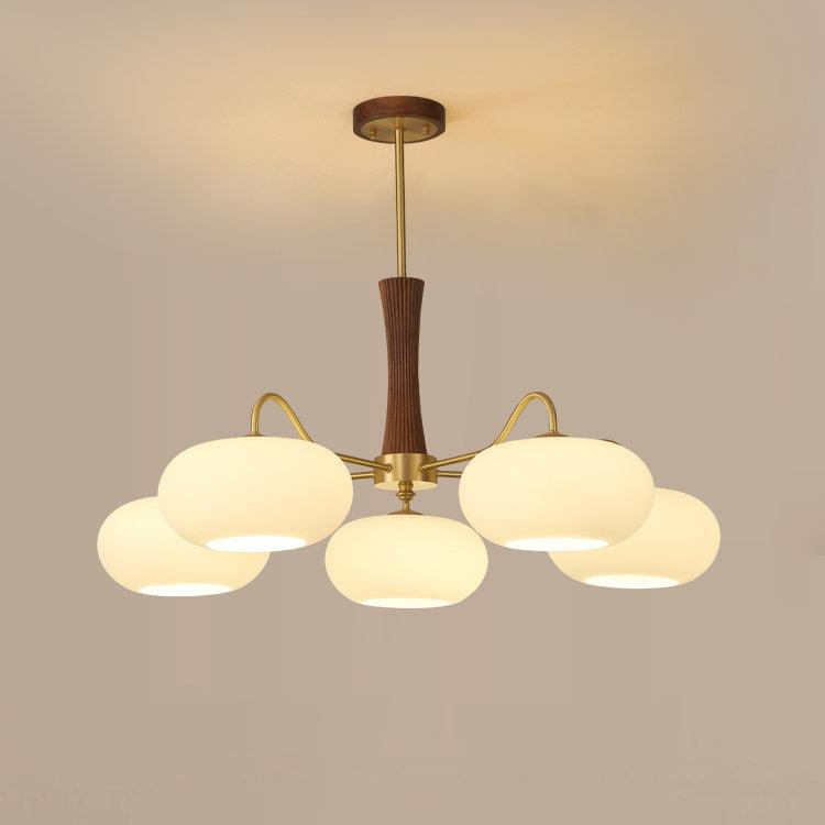 Velmirae | Lampadario in Ottone e Legno di Cachi per Soggiorni Eleganti