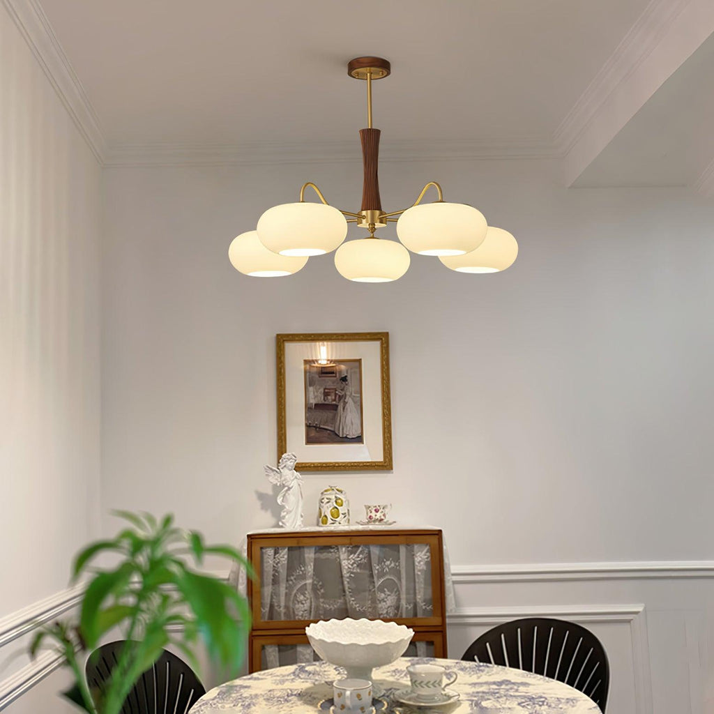 Velmirae | Lampadario in Ottone e Legno di Cachi per Soggiorni Eleganti