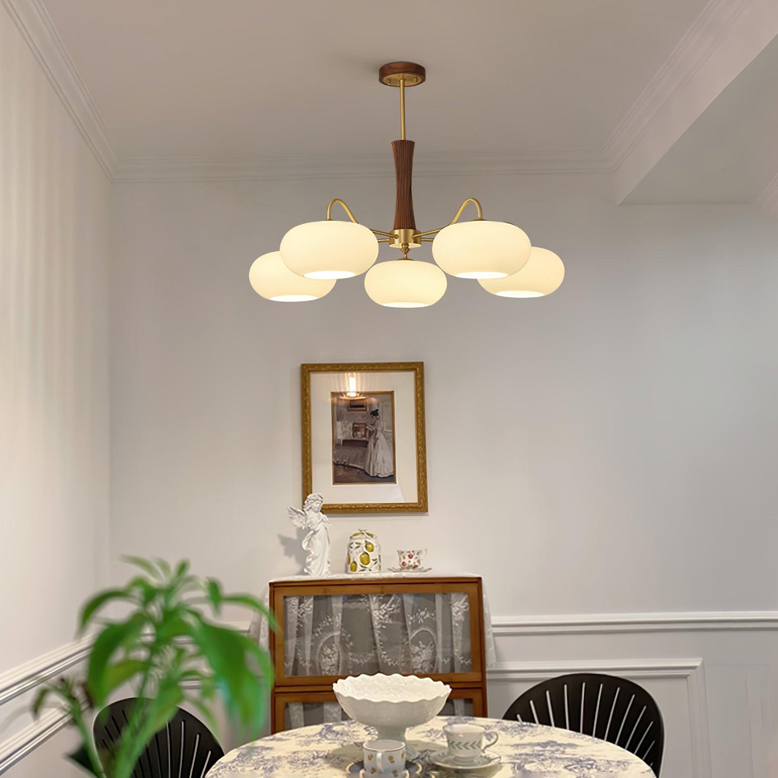 Velmirae | Lampadario in Ottone e Legno di Cachi per Soggiorni Eleganti