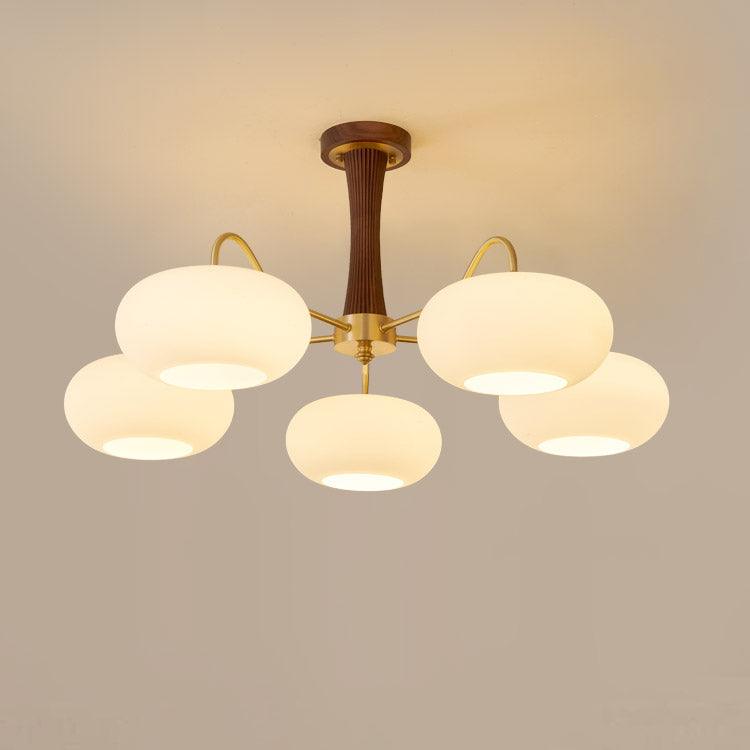 Velmirae | Lampadario in Ottone e Legno di Cachi per Soggiorni Eleganti
