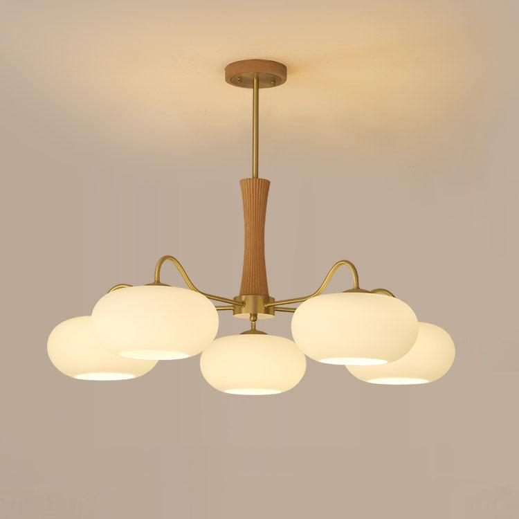 Velmirae | Lampadario in Ottone e Legno di Cachi per Soggiorni Eleganti