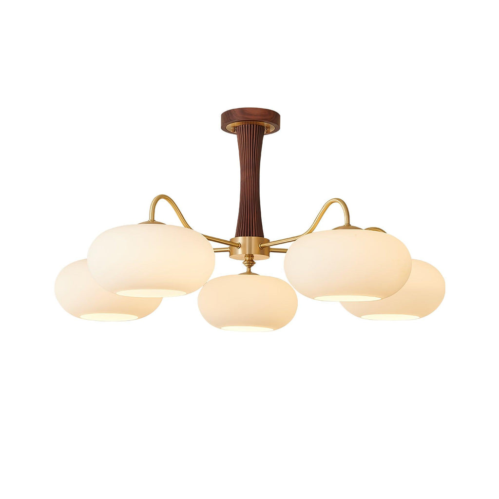 Velmirae | Lampadario in Ottone e Legno di Cachi per Soggiorni Eleganti