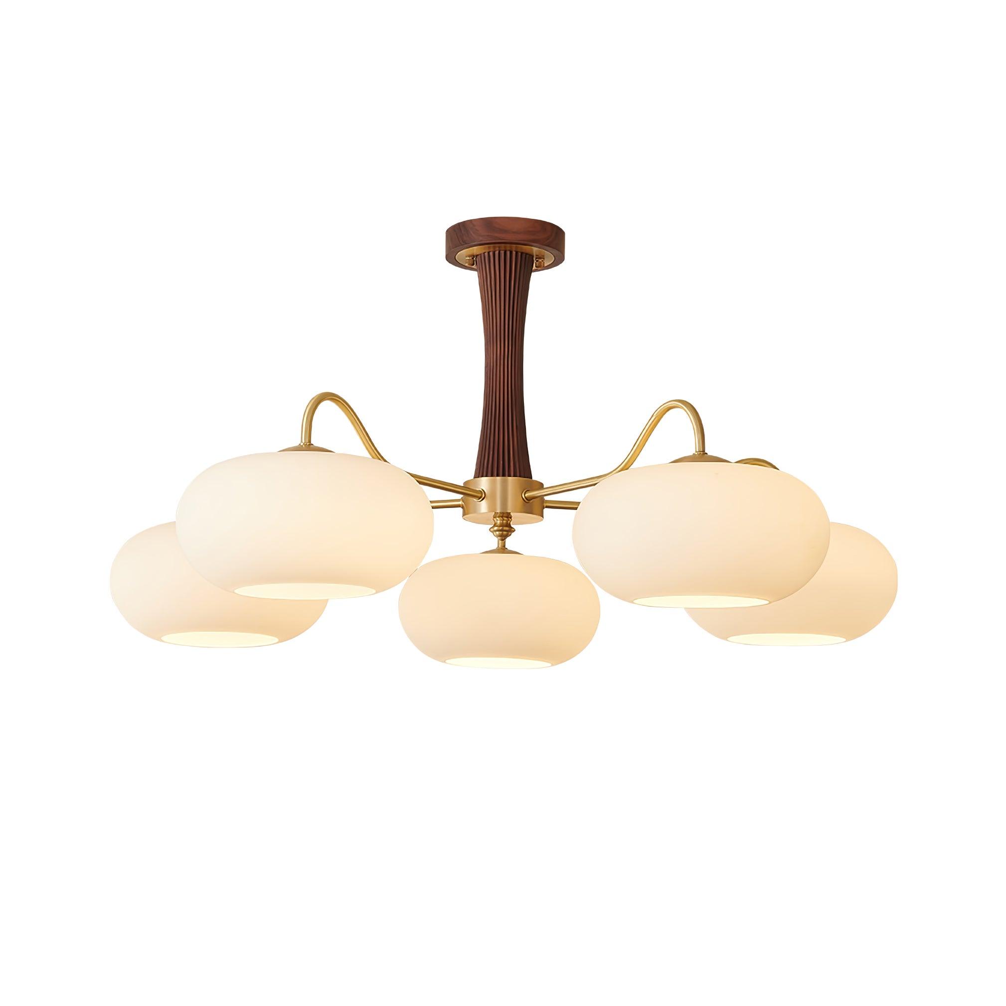 Velmirae | Lampadario in Ottone e Legno di Cachi per Soggiorni Eleganti