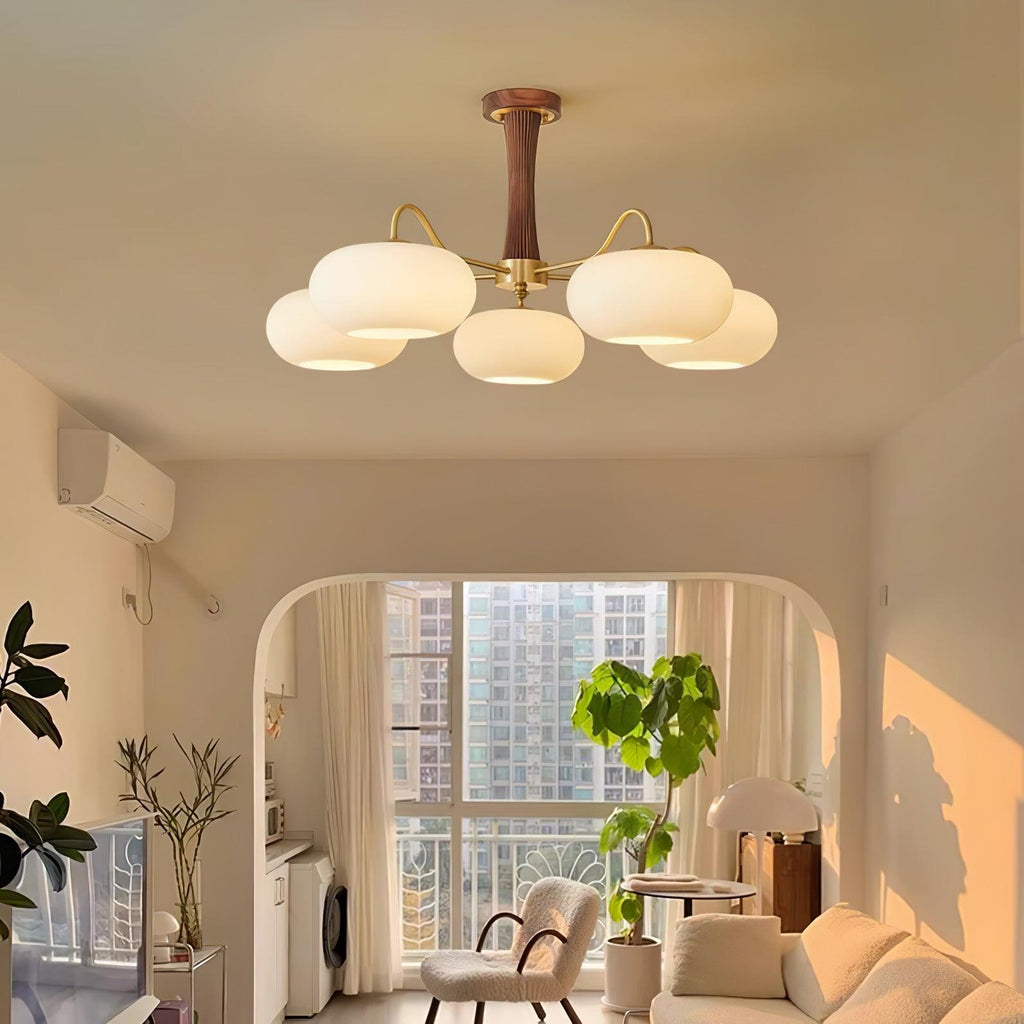 Velmirae | Lampadario in Ottone e Legno di Cachi per Soggiorni Eleganti