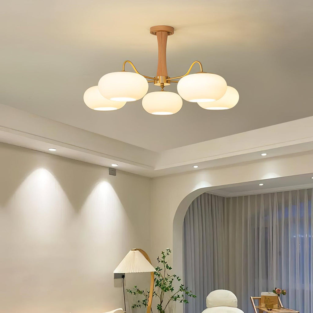 Velmirae | Lampadario in Ottone e Legno di Cachi per Soggiorni Eleganti