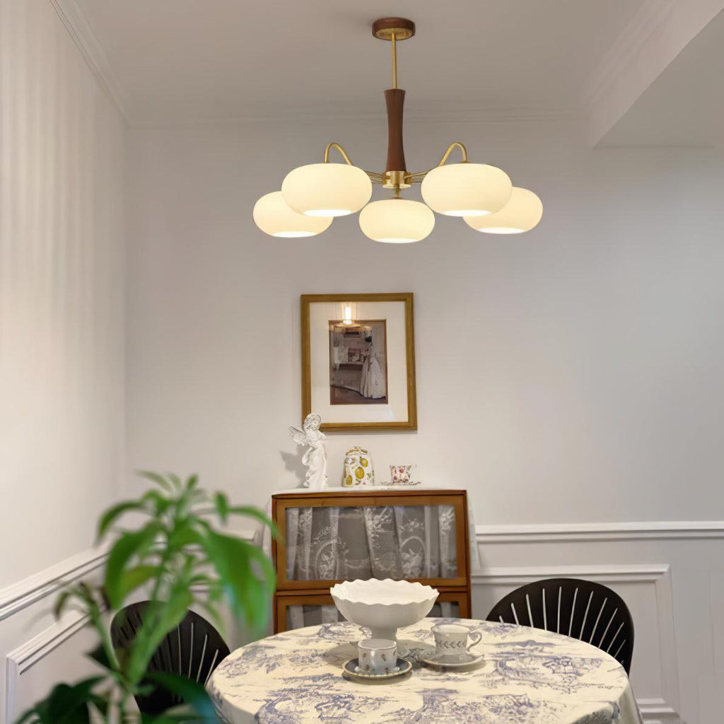 Velmirae | Lampadario in Ottone e Legno di Cachi per Soggiorni Eleganti