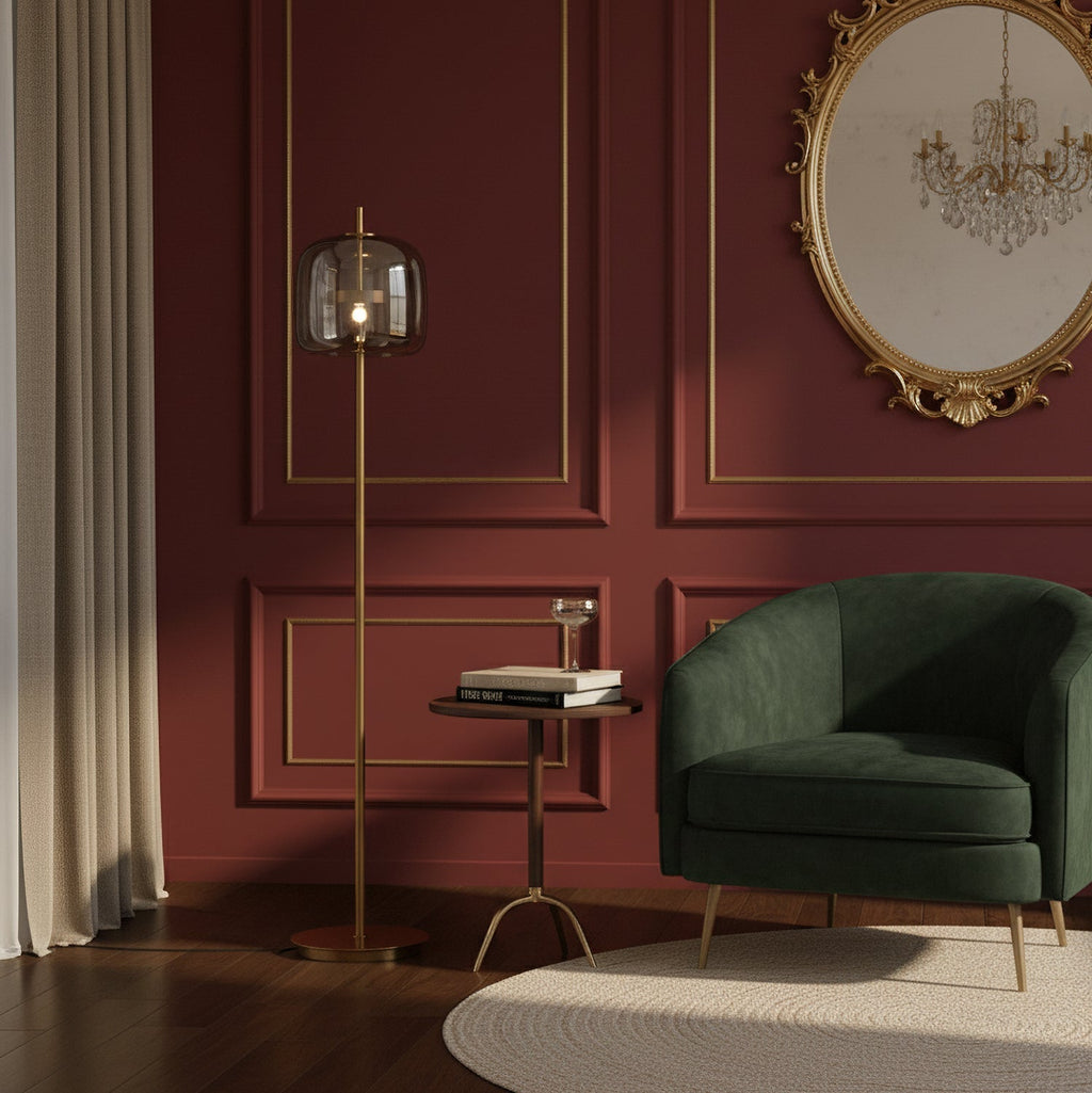 Loraya | Lampada da Terra Scultorea in Vetro con LED Integrato per Illuminazione del Soggiorno