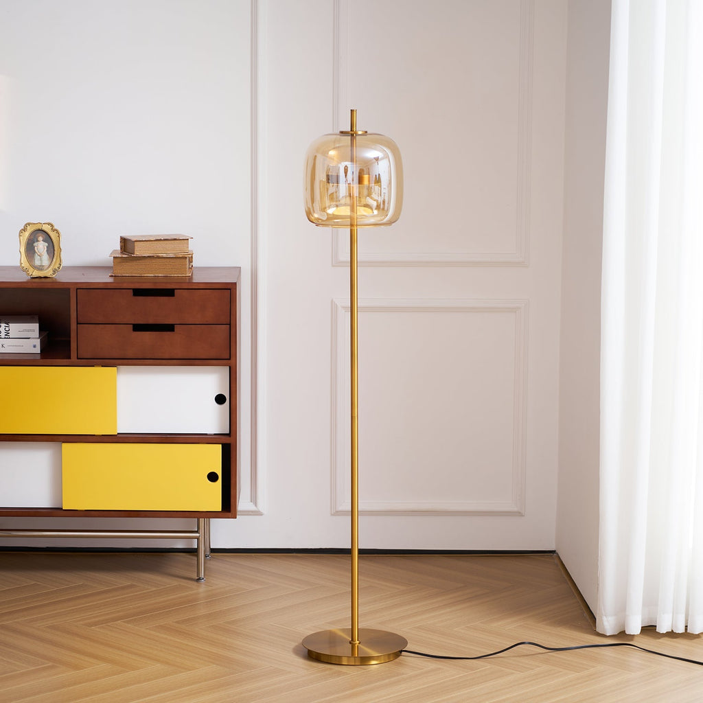 Loraya | Lampada da Terra Scultorea in Vetro con LED Integrato per Illuminazione del Soggiorno