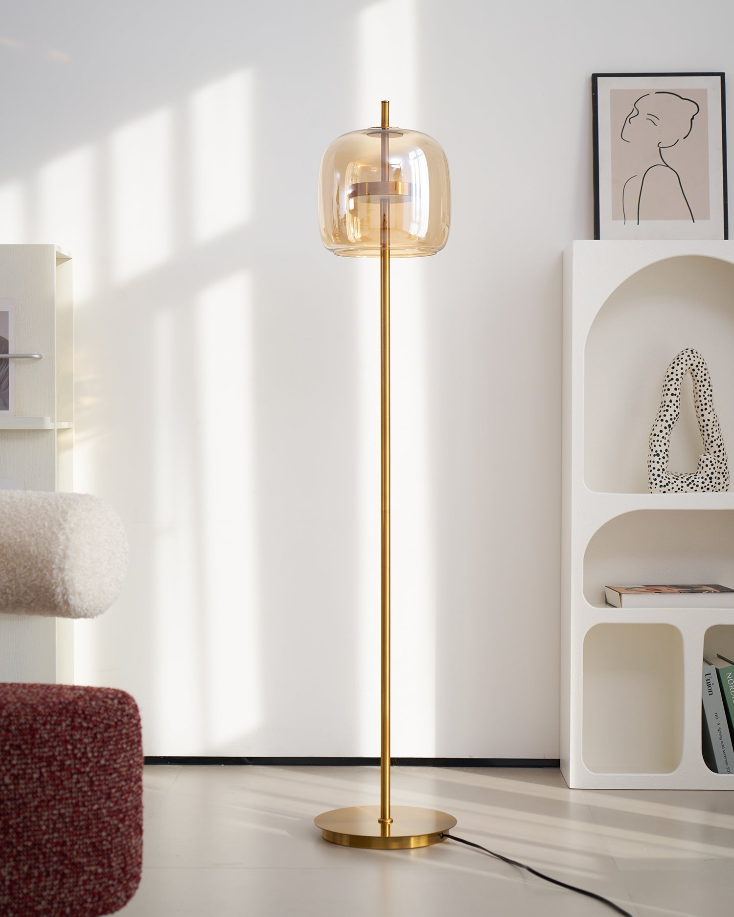 Loraya | Lampada da Terra Scultorea in Vetro con LED Integrato per Illuminazione del Soggiorno