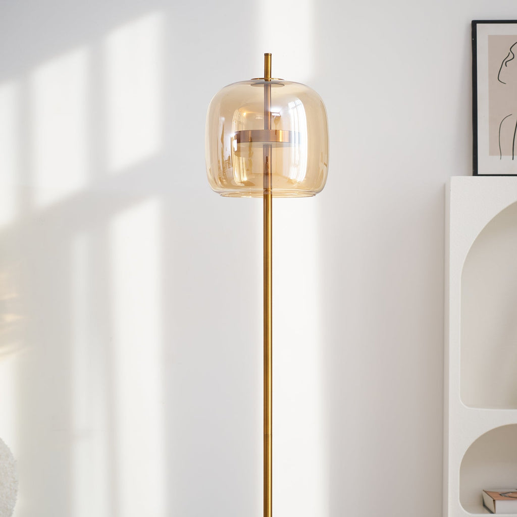 Loraya | Lampada da Terra Scultorea in Vetro con LED Integrato per Illuminazione del Soggiorno