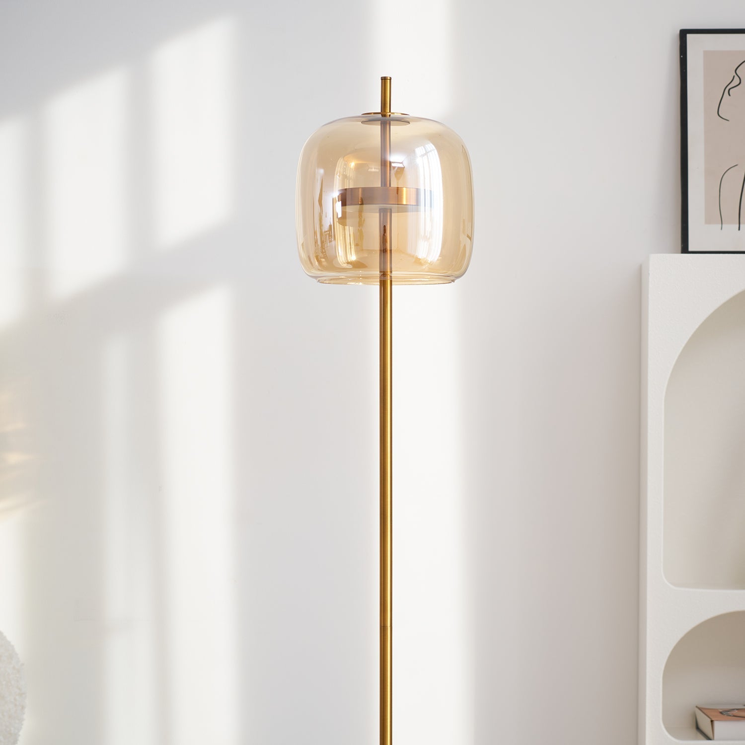 Loraya | Lampada da Terra Scultorea in Vetro con LED Integrato per Illuminazione del Soggiorno