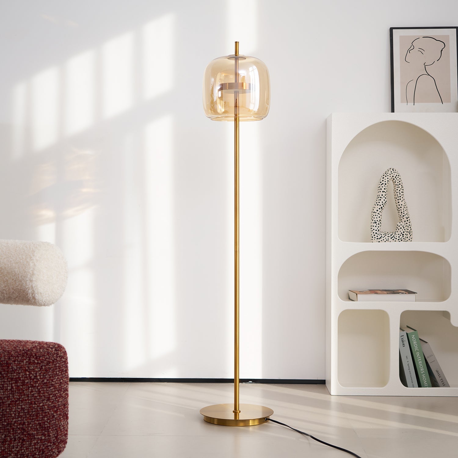 Loraya | Lampada da Terra Scultorea in Vetro con LED Integrato per Illuminazione del Soggiorno