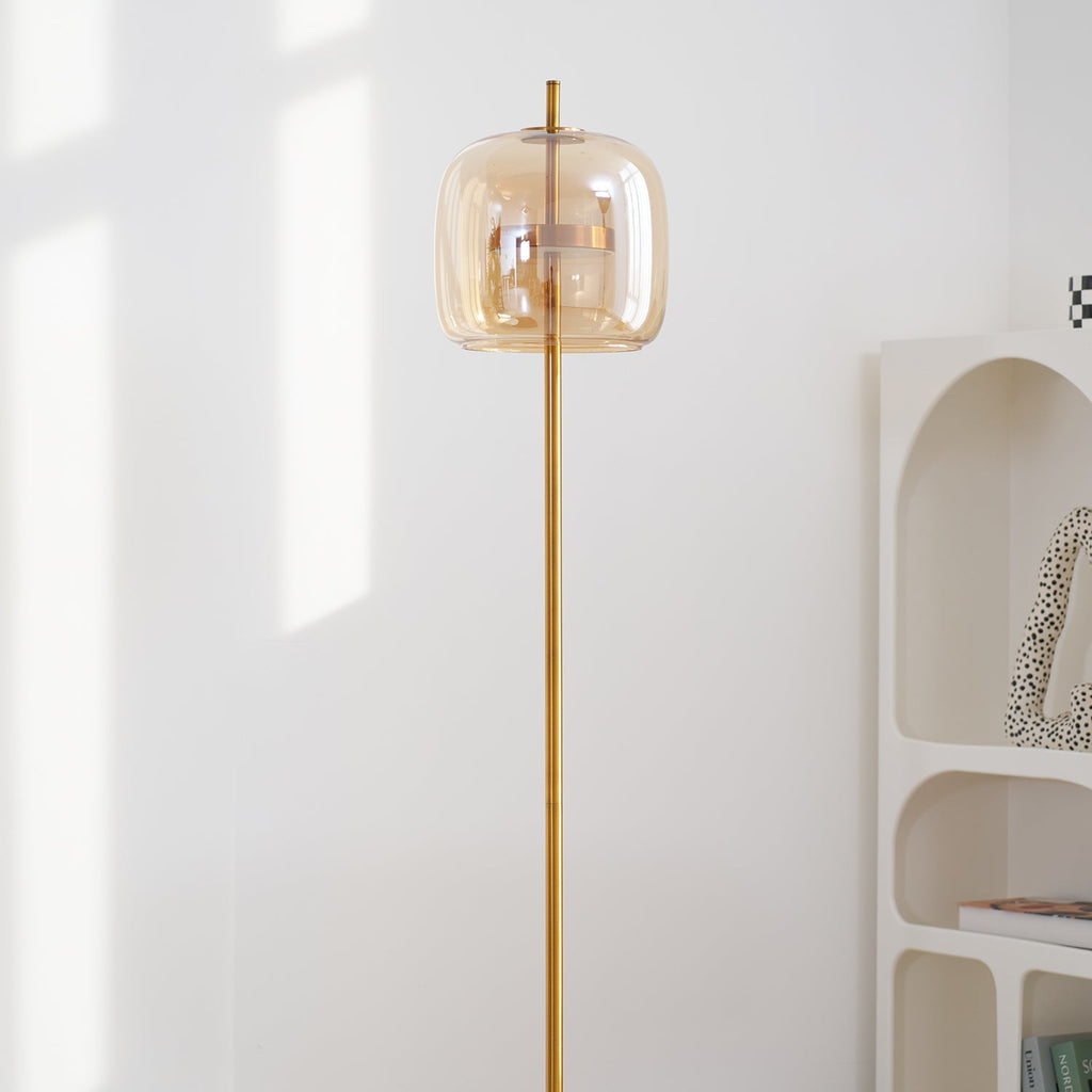 Loraya | Lampada da Terra Scultorea in Vetro con LED Integrato per Illuminazione del Soggiorno