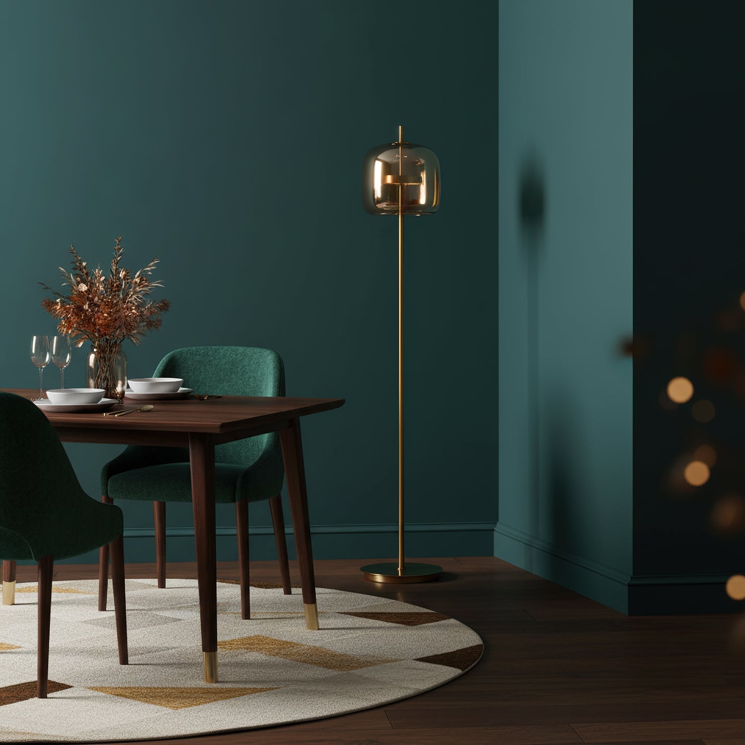 Loraya | Lampada da Terra Scultorea in Vetro con LED Integrato per Illuminazione del Soggiorno