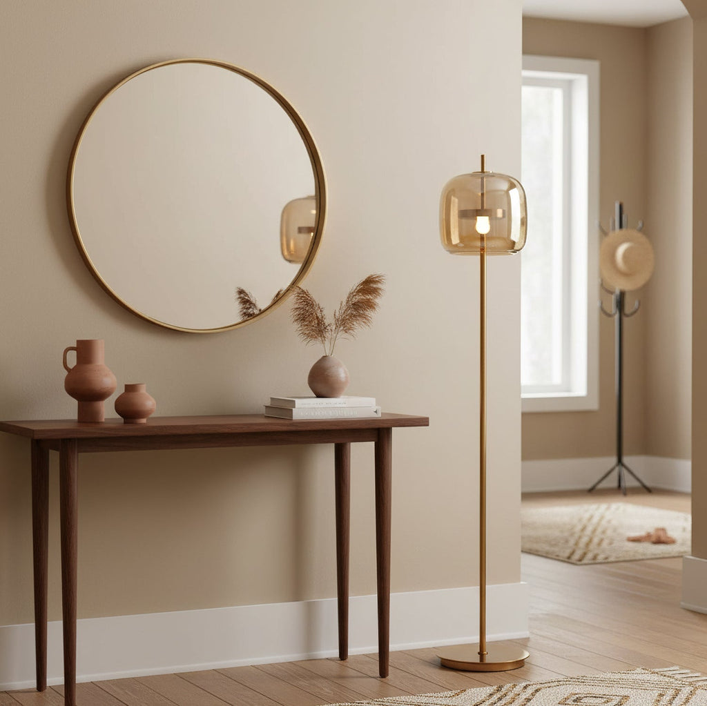 Loraya | Lampada da Terra Scultorea in Vetro con LED Integrato per Illuminazione del Soggiorno