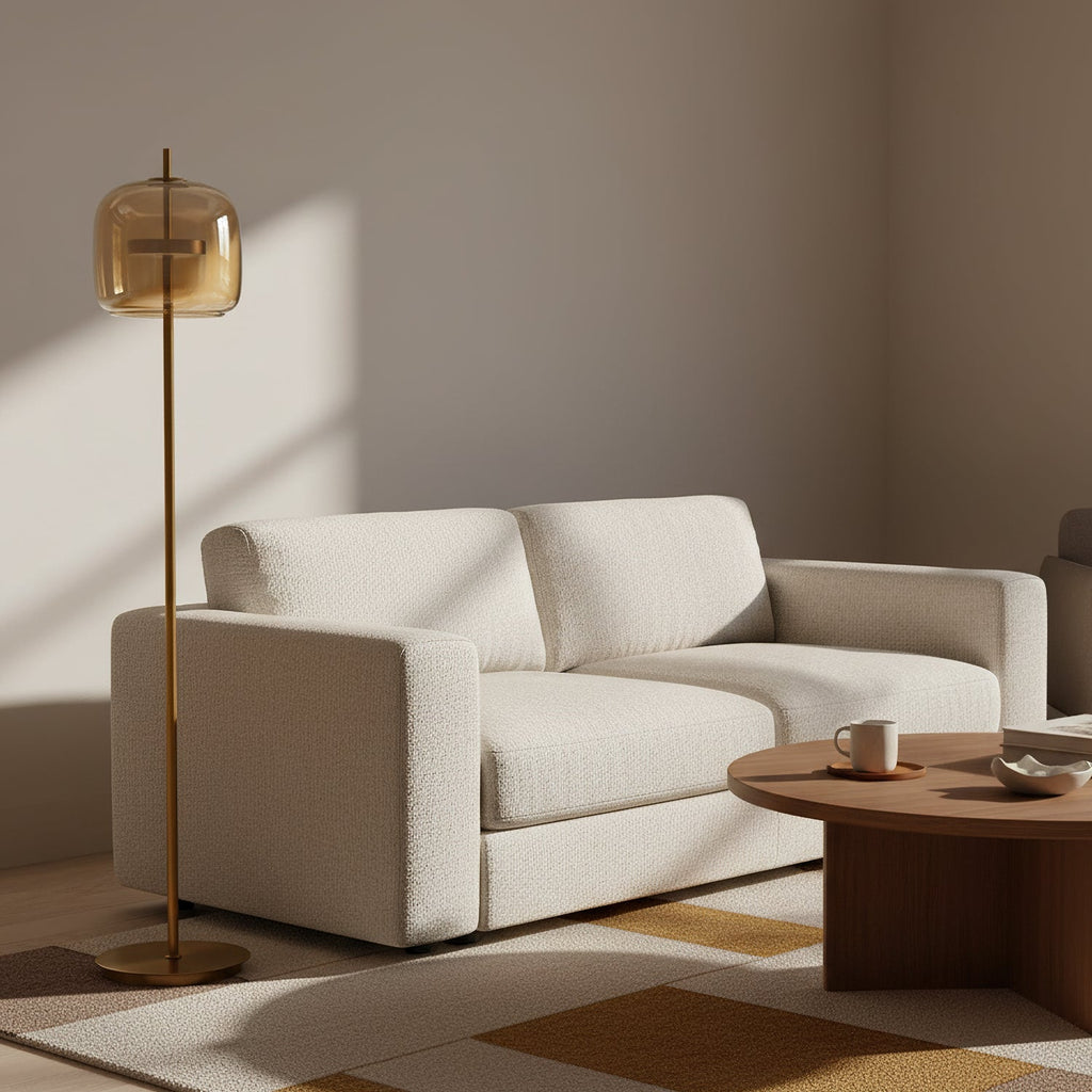 Loraya | Lampada da Terra Scultorea in Vetro con LED Integrato per Illuminazione del Soggiorno