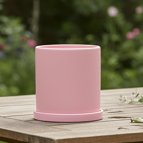 PLANTIVA – Elegante vaso da fiori in ceramica con piattino