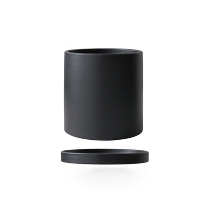 PLANTIVA – Elegante vaso da fiori in ceramica con piattino