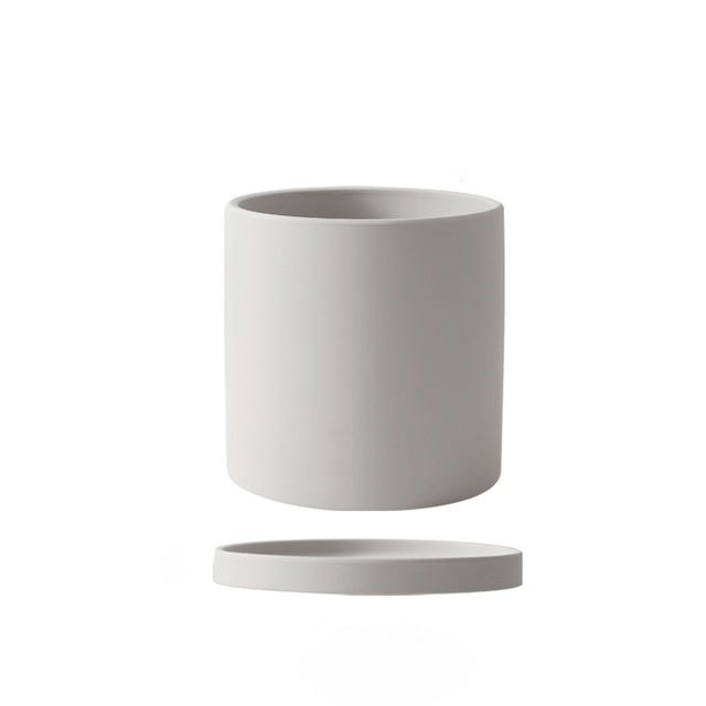 PLANTIVA – Elegante vaso da fiori in ceramica con piattino