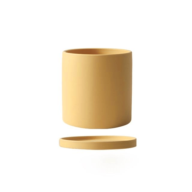 PLANTIVA – Elegante vaso da fiori in ceramica con piattino
