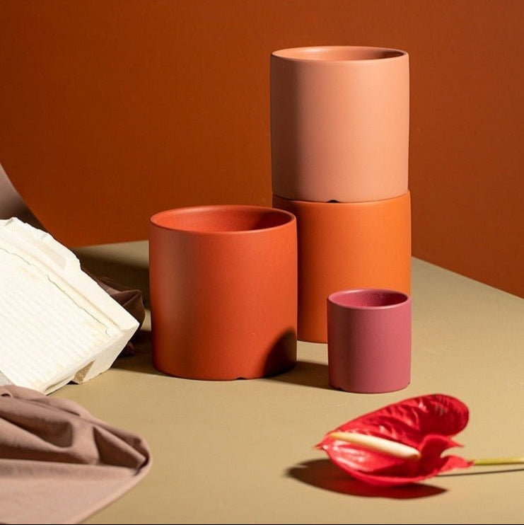 PLANTIVA – Elegante vaso da fiori in ceramica con piattino