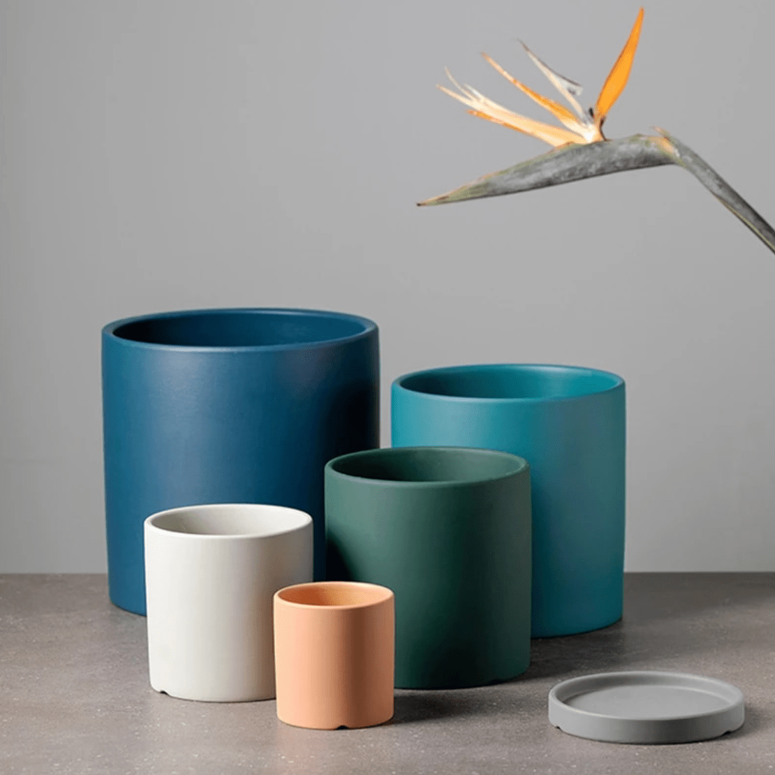 PLANTIVA – Elegante vaso da fiori in ceramica con piattino