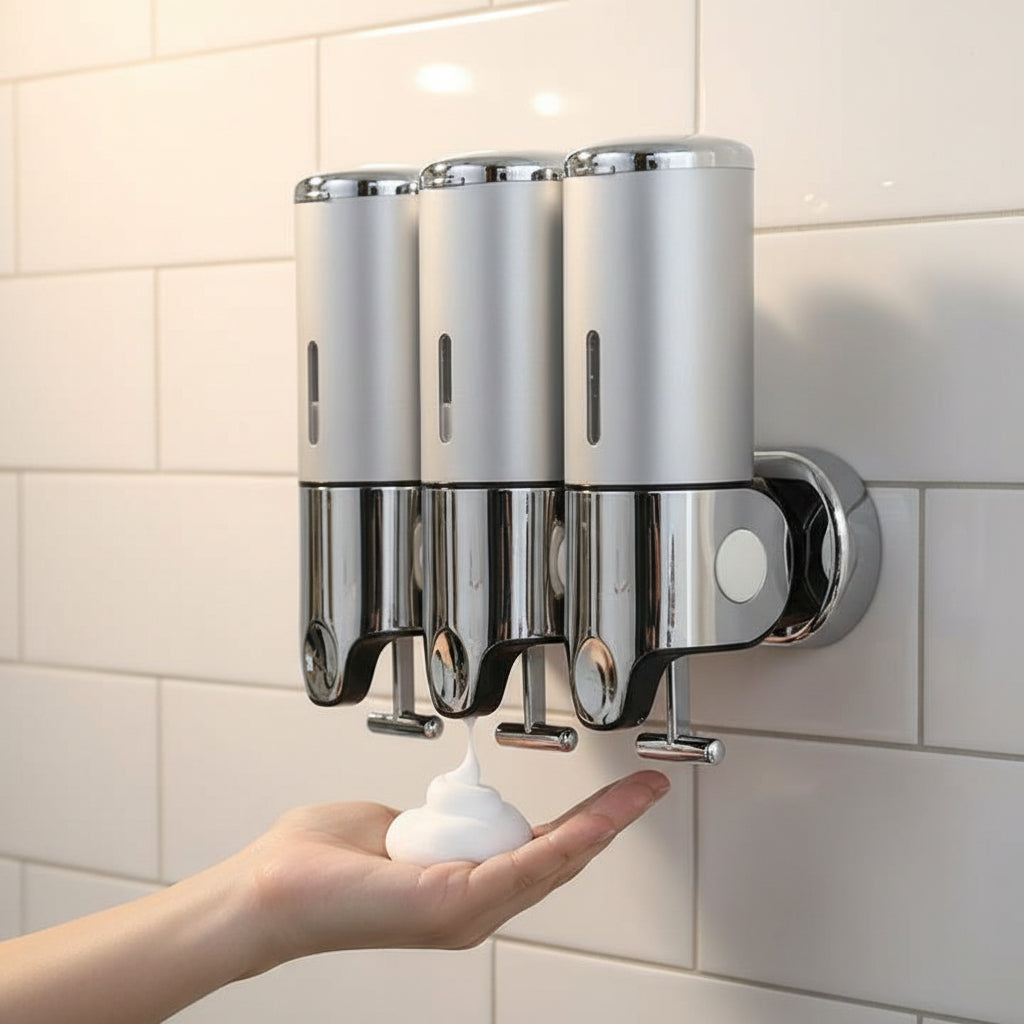 SOAPFORT – Dispenser di sapone di alta qualità da parete con design elegante in acciaio inossidabile