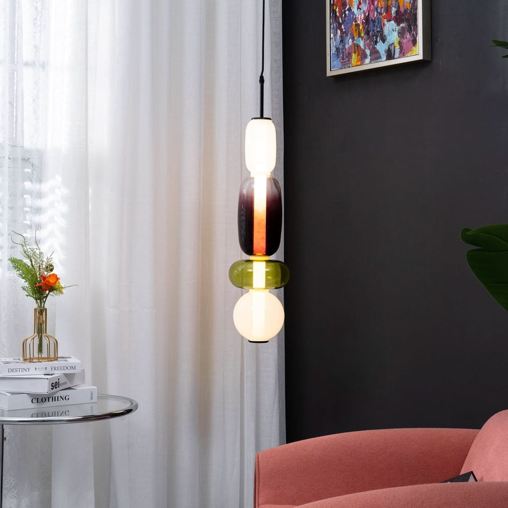 Lampada a Sospensione LED in Vetro Colorato Moderno