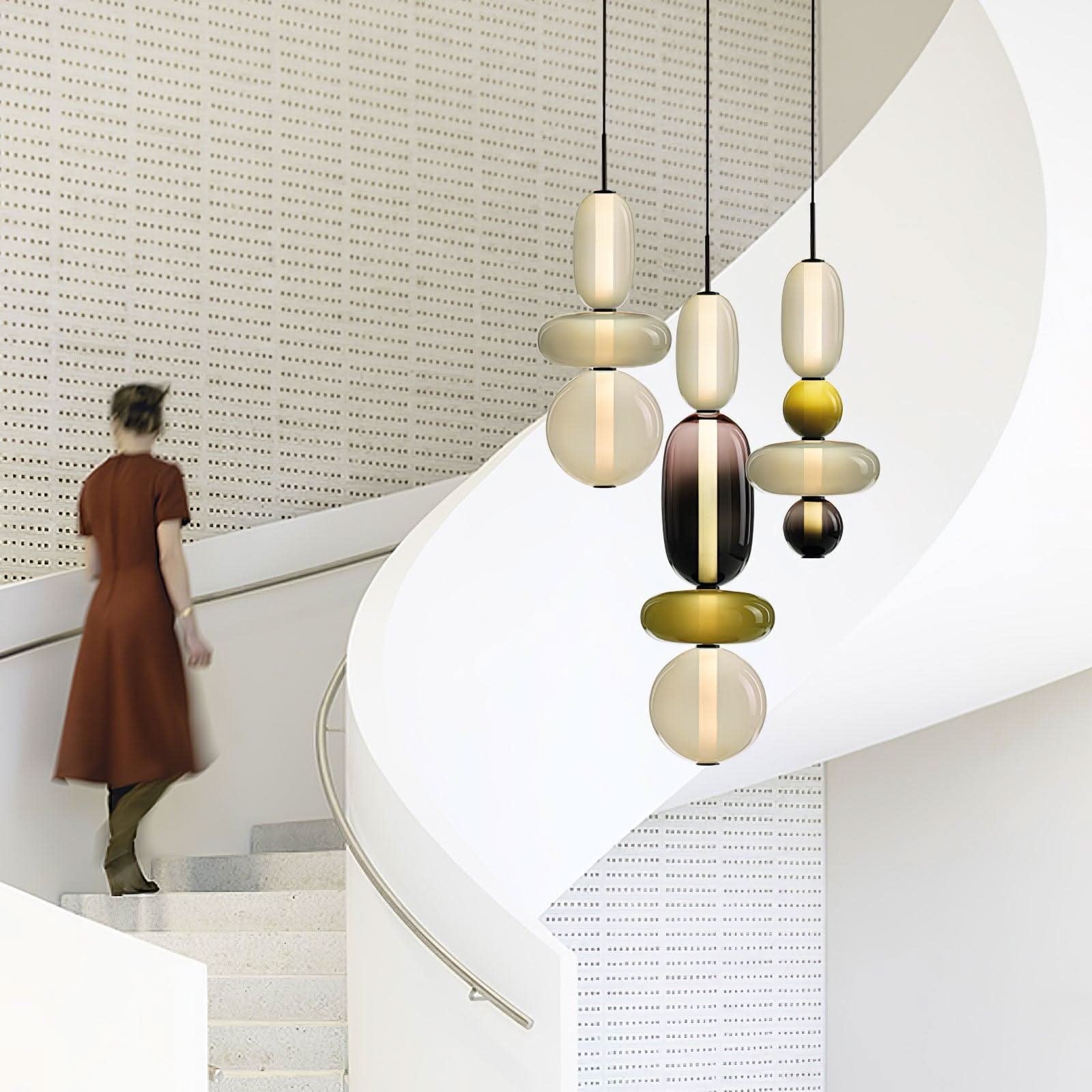 Lampada a Sospensione LED in Vetro Colorato Moderno