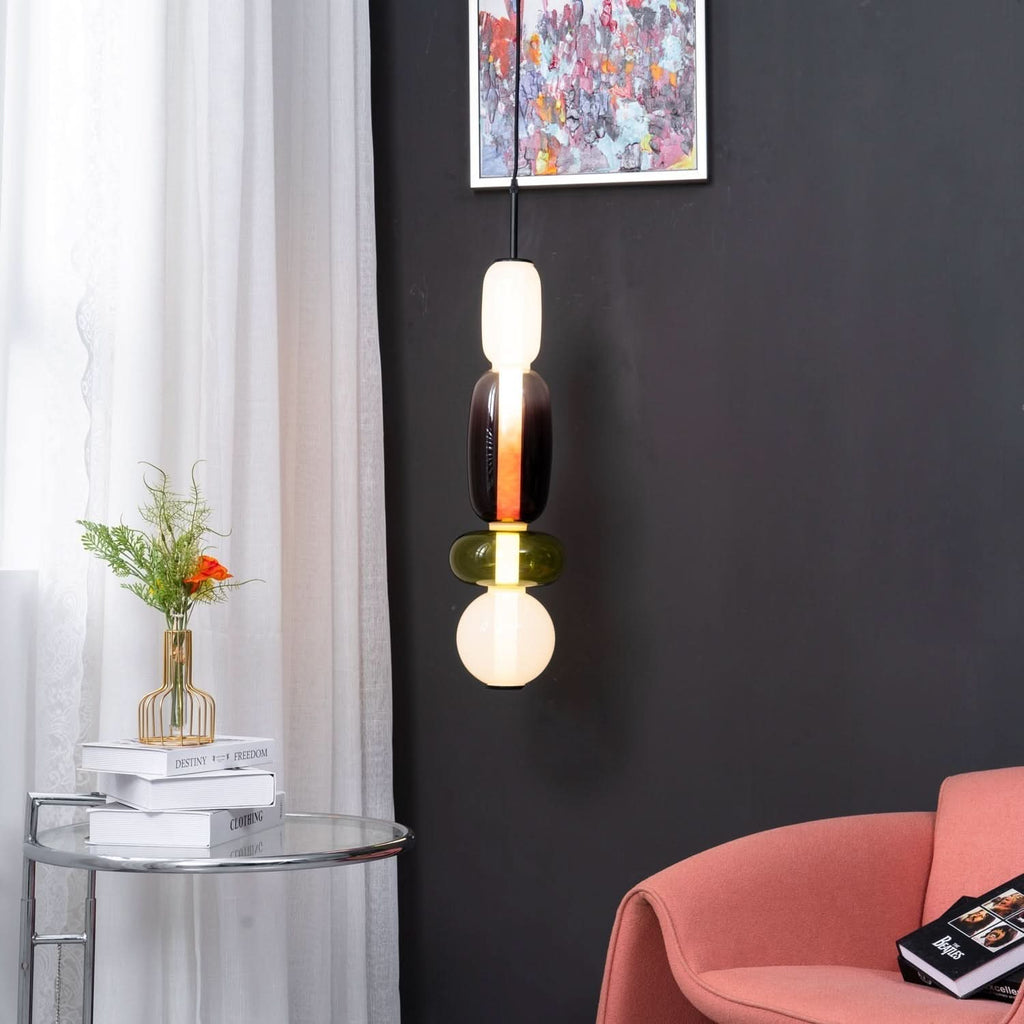 Lampada a Sospensione LED in Vetro Colorato Moderno