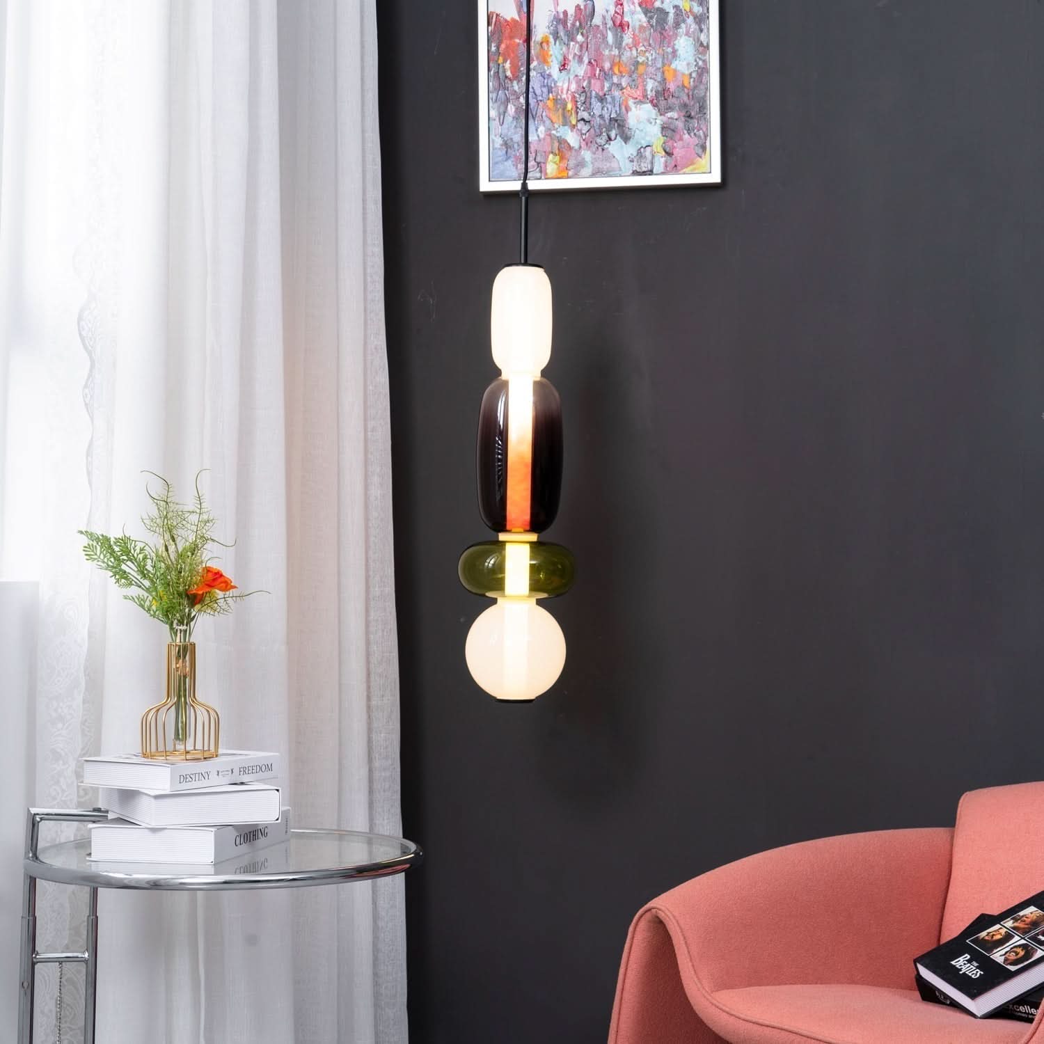 Lampada a Sospensione LED in Vetro Colorato Moderno