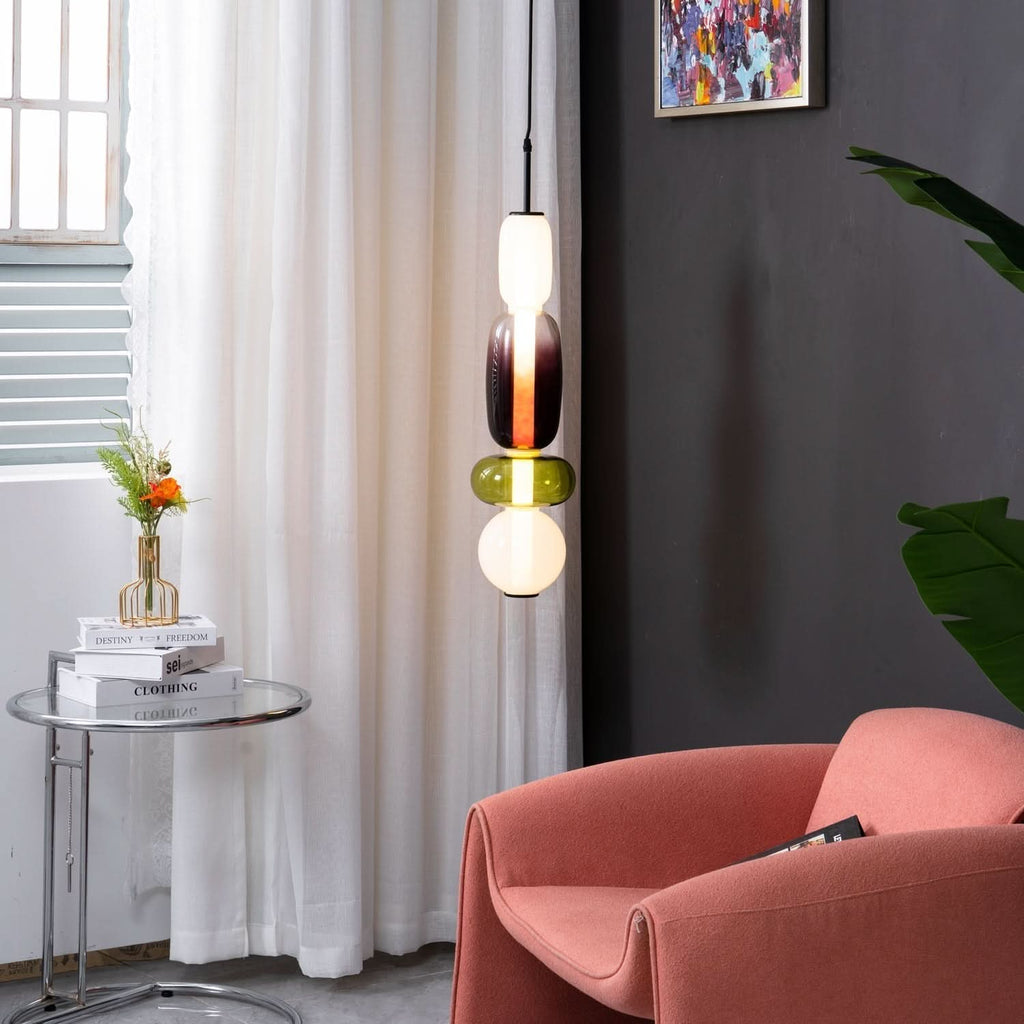 Lampada a Sospensione LED in Vetro Colorato Moderno