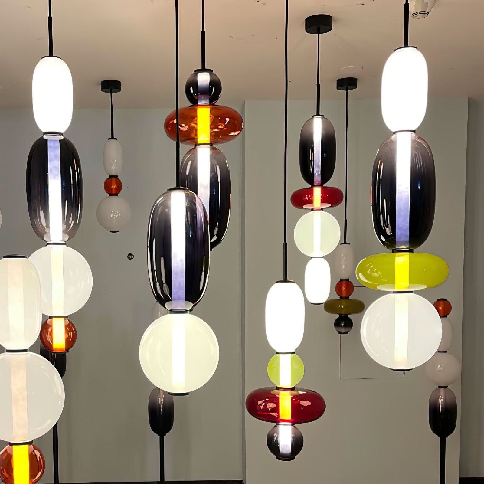 Lampada a Sospensione LED in Vetro Colorato Moderno