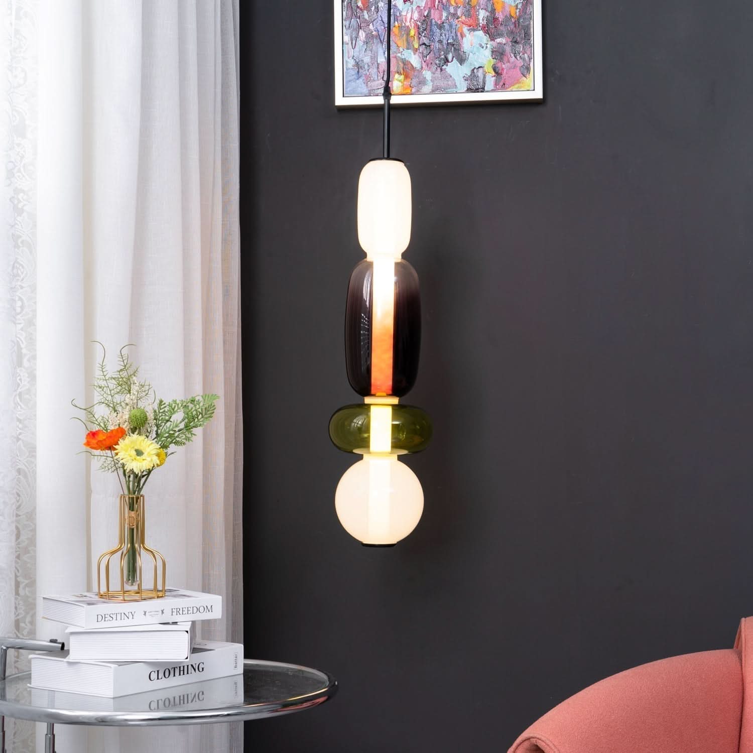 Lampada a Sospensione LED in Vetro Colorato Moderno