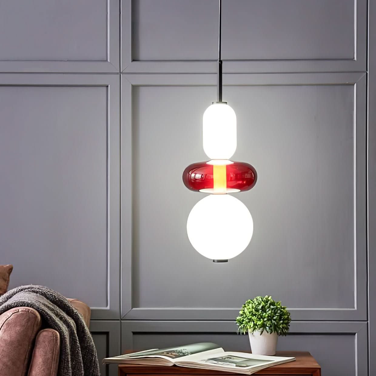 Lampada a Sospensione LED in Vetro Colorato Moderno