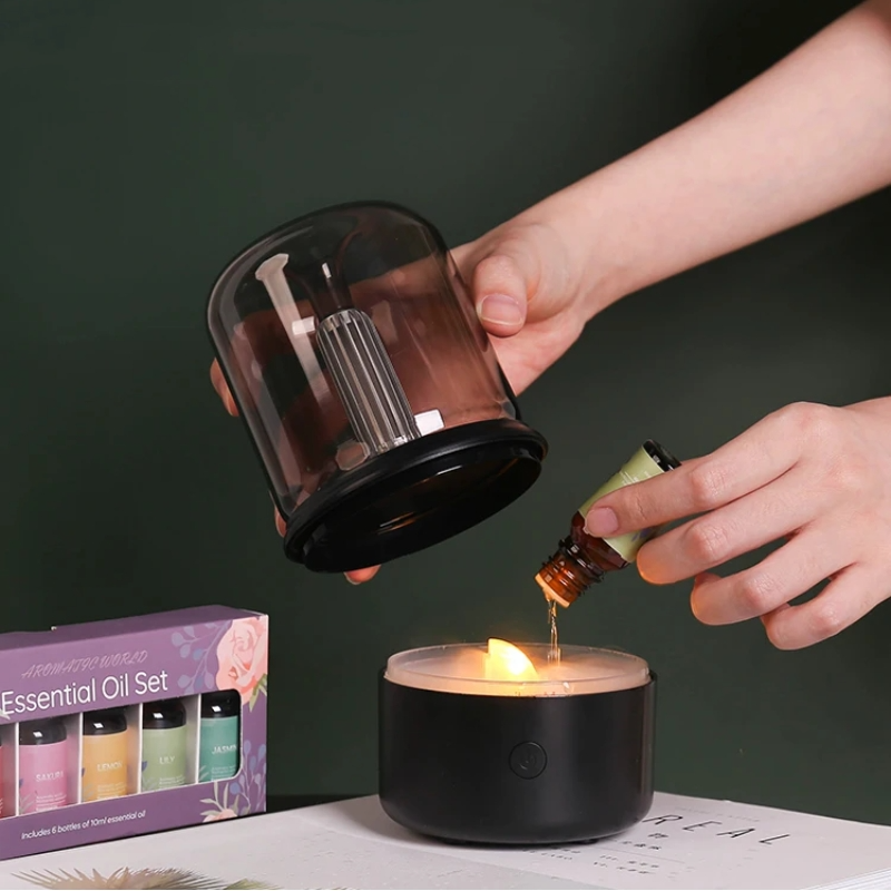 Diffusore LED Moderno con Effetto Fiamma e Oli Essenziali
