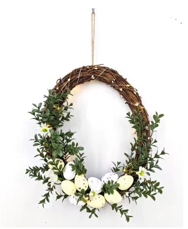 Ghirlanda Pasquale in Forma Ovale da 35 cm con Micro Lichterkette
