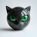 Asher - Statuetta a forma di testa di gatto in resina nera con finitura effetto marmo