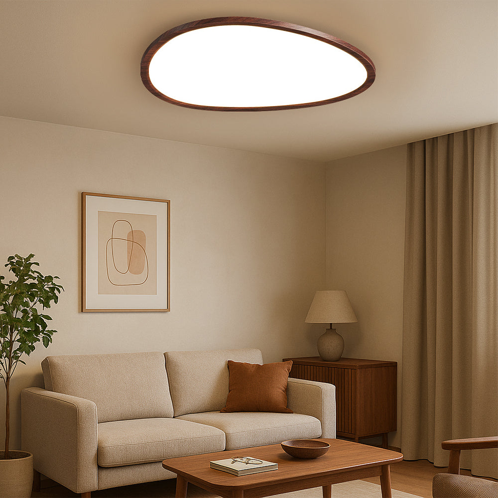 Lampada da soffitto LED in legno scuro ultra-sottile