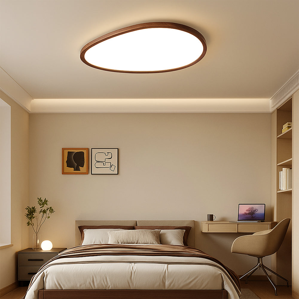Lampada da soffitto LED in legno scuro ultra-sottile