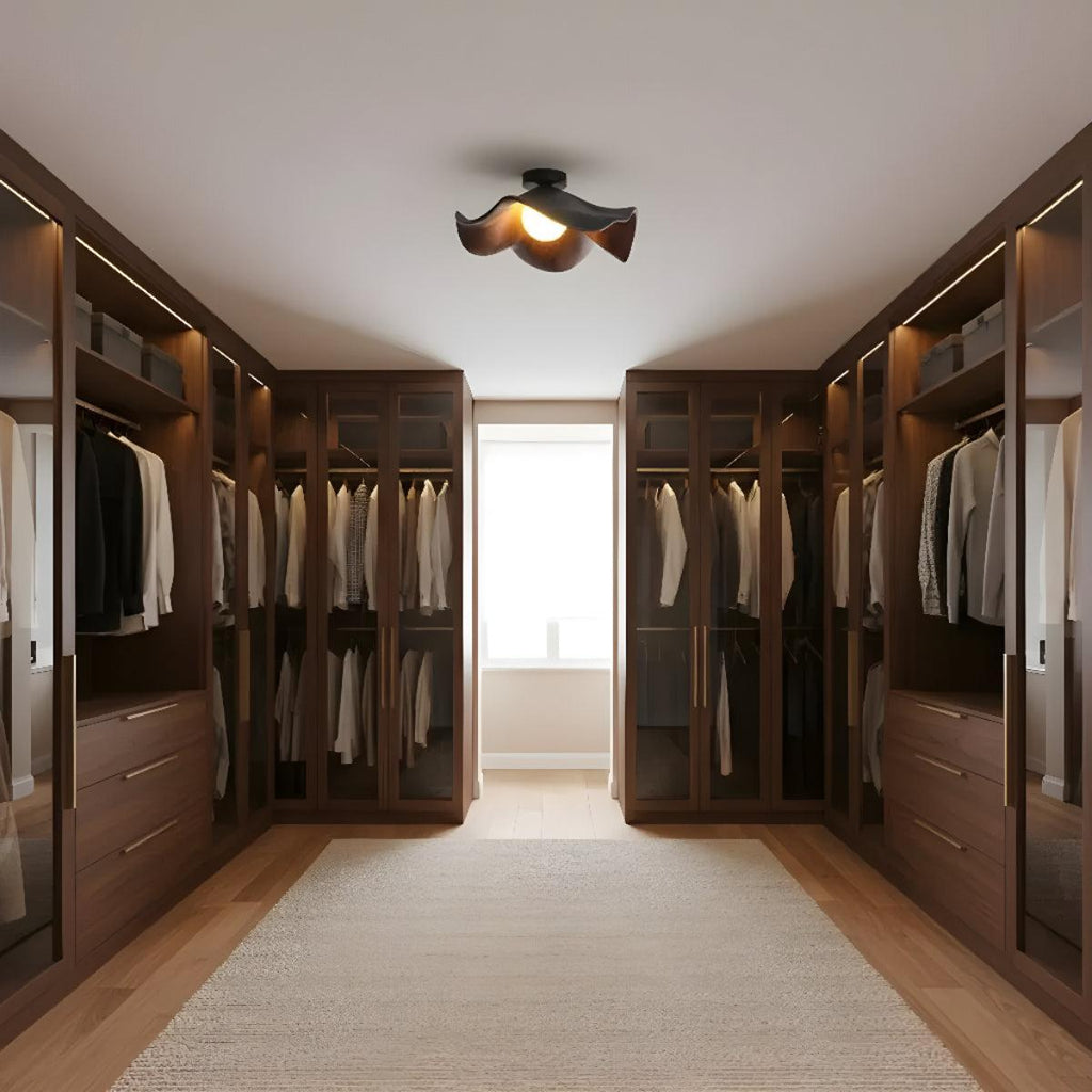 Lampada da Soffitto con Design Curvo in Legno Stile Mid Century