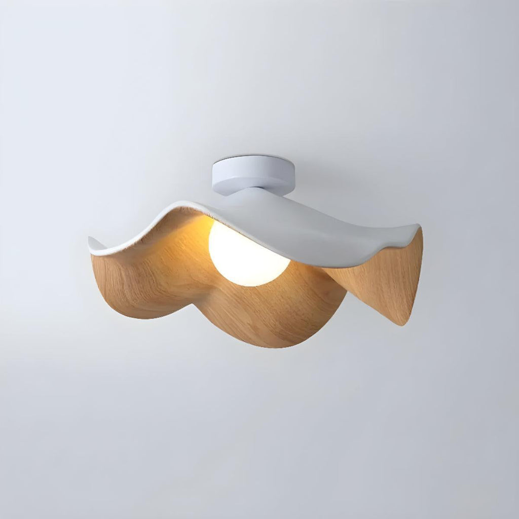 Lampada da Soffitto con Design Curvo in Legno Stile Mid Century