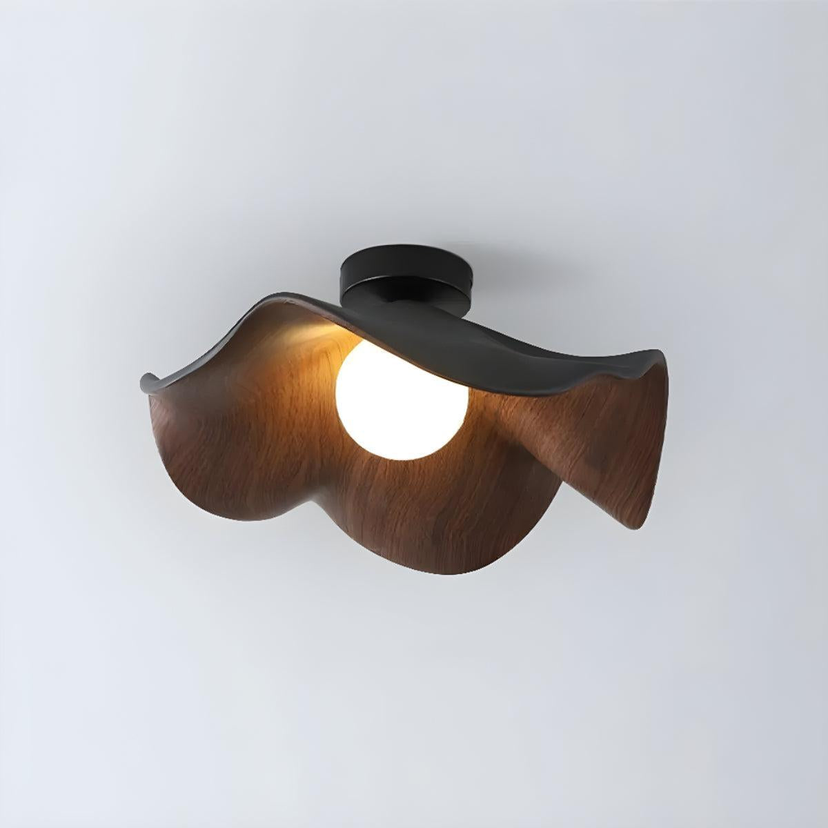 Lampada da Soffitto con Design Curvo in Legno Stile Mid Century