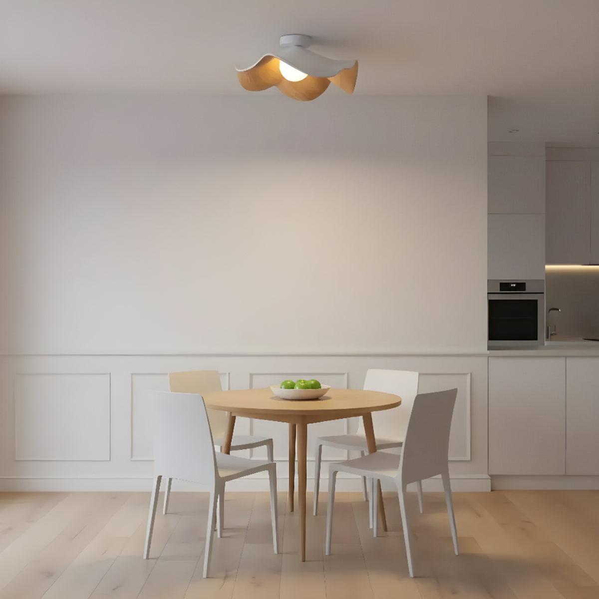 Lampada da Soffitto con Design Curvo in Legno Stile Mid Century