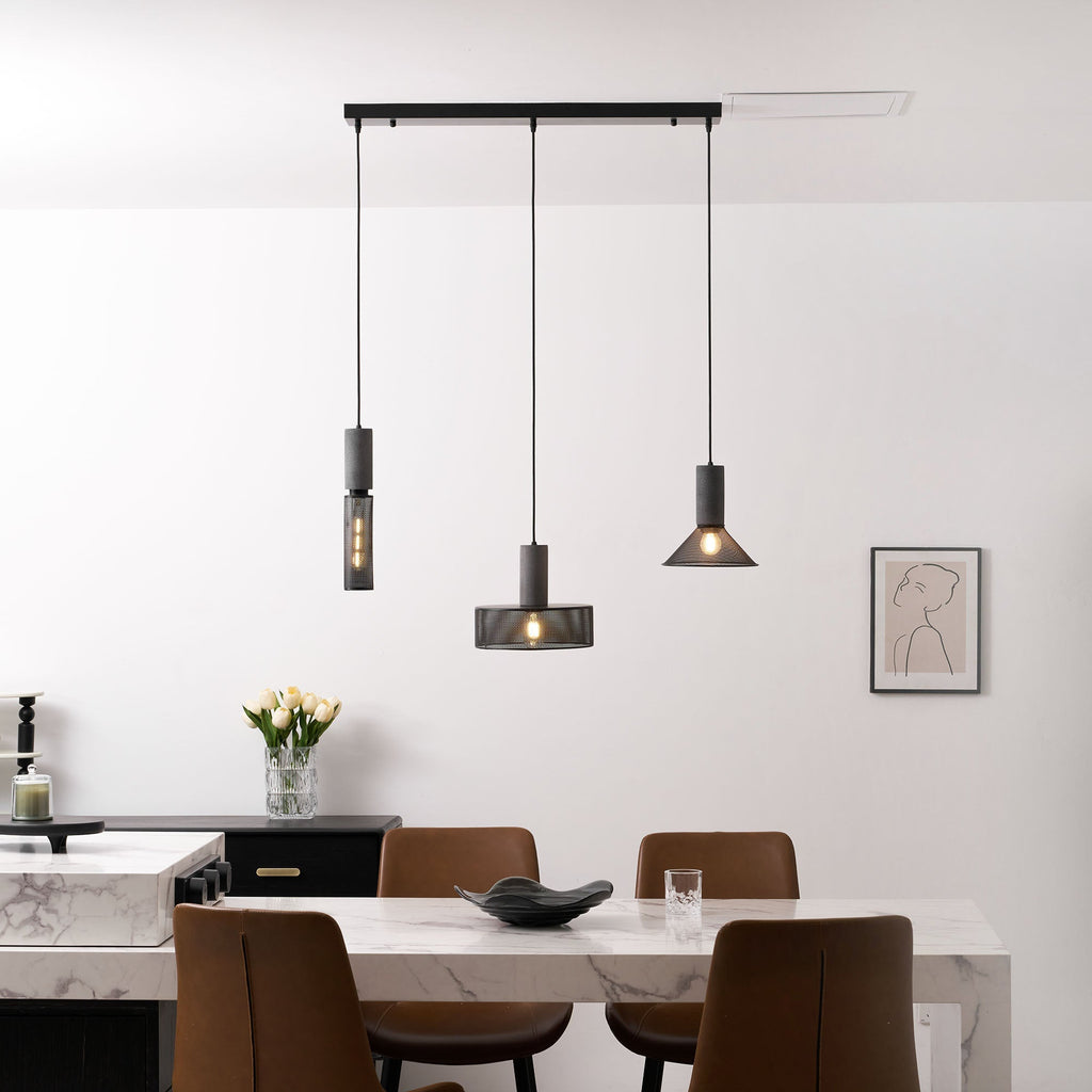 Virexo | Lampada a sospensione in cemento industriale con paralume cilindrico per interni moderni