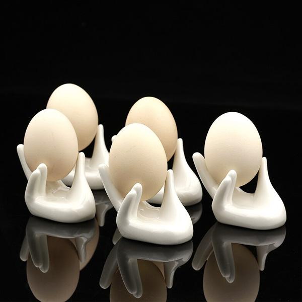 Porta gioielli a forma di uovo per piante d'aria in ceramica modellata a mano