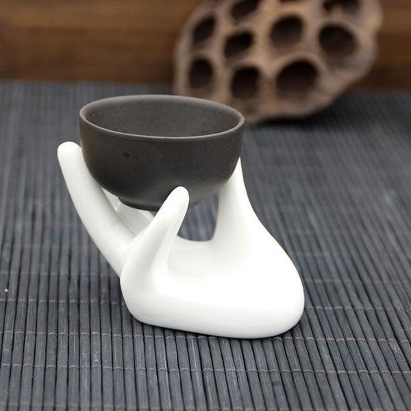Porta gioielli a forma di uovo per piante d'aria in ceramica modellata a mano