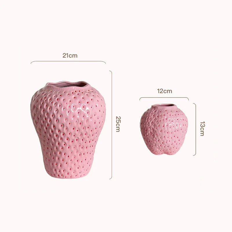 Vaso in ceramica design fragola, vaso decorativo per fiori per soggiorno e cucina