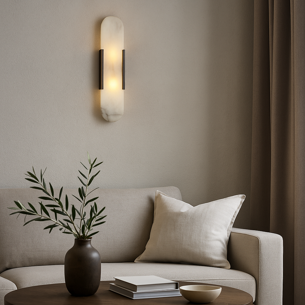 Lunessa | Applique in Marmo con Luce Ambientale Morbida per Interni Moderni
